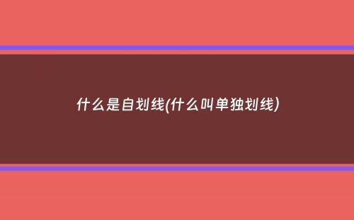 什么是自划线(什么叫单独划线）