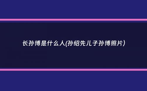 长孙博是什么人(孙绍先儿子孙博照片）