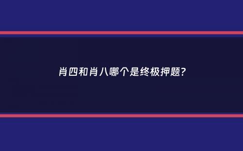 肖四和肖八哪个是终极押题？