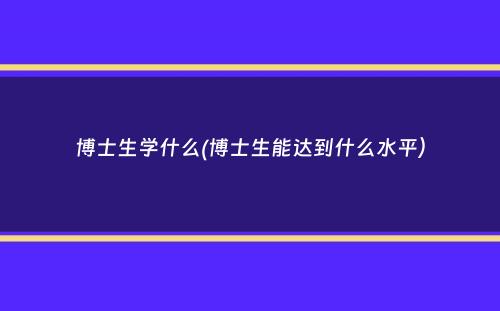 博士生学什么(博士生能达到什么水平）