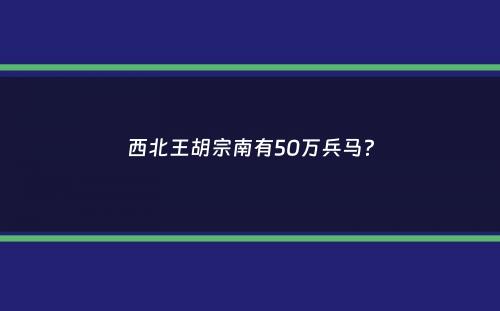 西北王胡宗南有50万兵马？