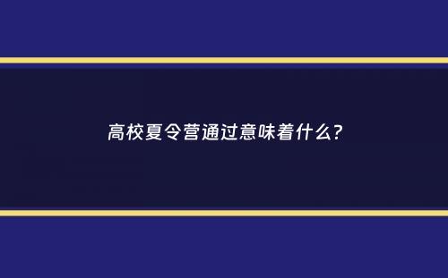 高校夏令营通过意味着什么？