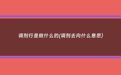 调剂行是做什么的(调剂去向什么意思）