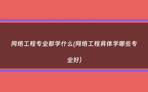 网络工程专业都学什么(网络工程具体学哪些专业好）