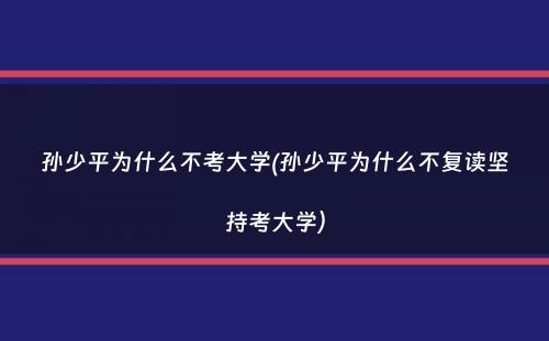 孙少平为什么不考大学(孙少平为什么不复读坚持考大学）