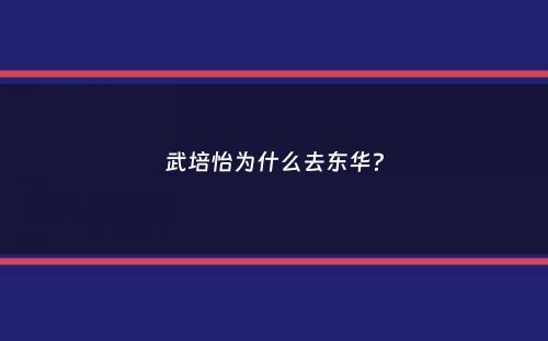 武培怡为什么去东华？