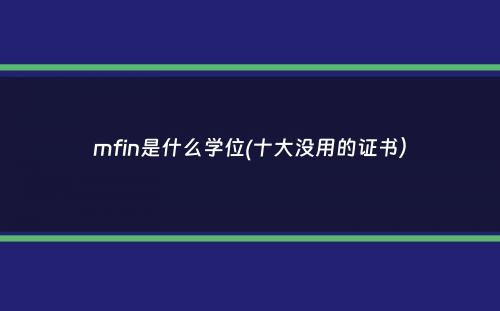 mfin是什么学位(十大没用的证书）