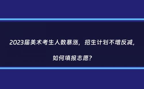 2023届美术考生人数暴涨，招生计划不增反减，如何填报志愿？