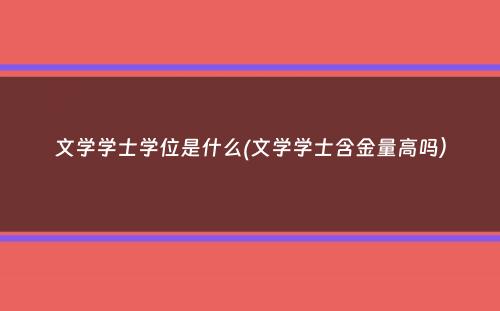 文学学士学位是什么(文学学士含金量高吗）