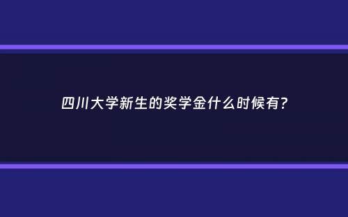 四川大学新生的奖学金什么时候有？