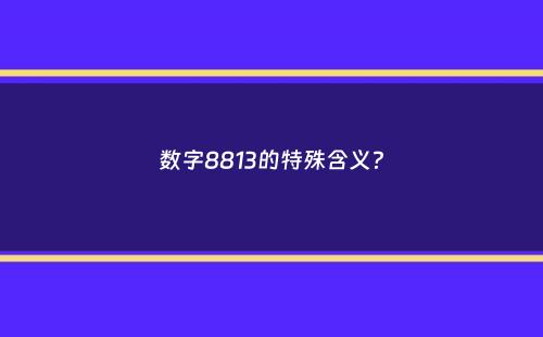 数字8813的特殊含义？