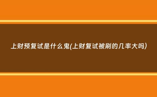 上财预复试是什么鬼(上财复试被刷的几率大吗）