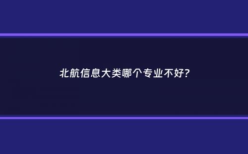 北航信息大类哪个专业不好？