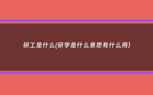 研工是什么(研学是什么意思有什么用）