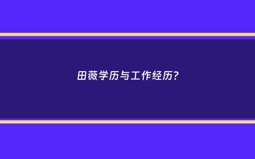 田薇学历与工作经历？