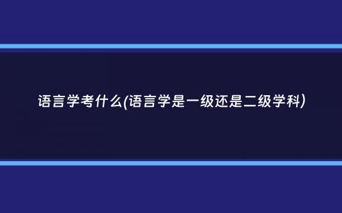 语言学考什么(语言学是一级还是二级学科）