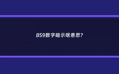 859数字暗示啥意思？