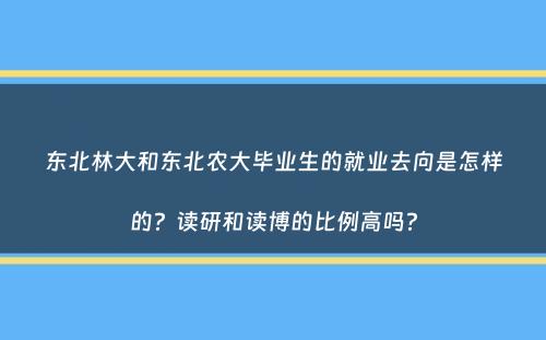 东北林大和东北农大毕业生的就业去向是怎样的？读研和读博的比例高吗？