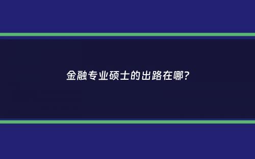 金融专业硕士的出路在哪？