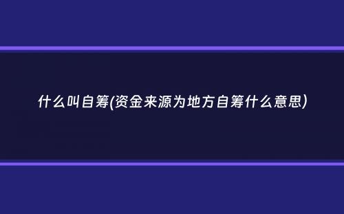 什么叫自筹(资金来源为地方自筹什么意思）