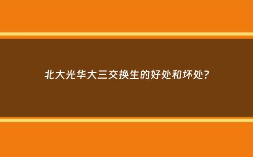 北大光华大三交换生的好处和坏处？