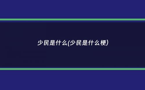 少民是什么(少民是什么梗）