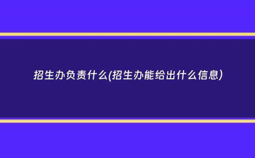 招生办负责什么(招生办能给出什么信息）