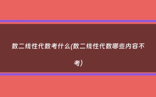 数二线性代数考什么(数二线性代数哪些内容不考）