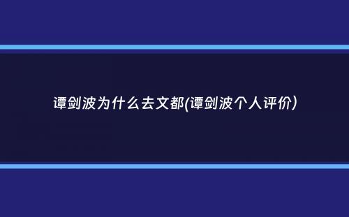 谭剑波为什么去文都(谭剑波个人评价）