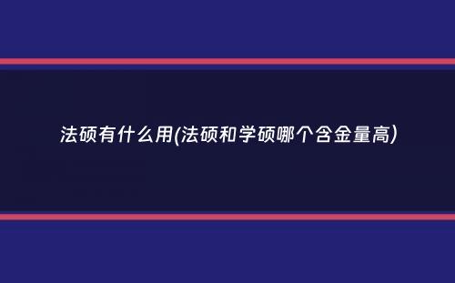 法硕有什么用(法硕和学硕哪个含金量高）