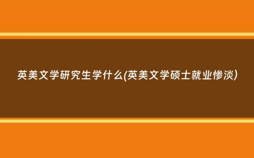 英美文学研究生学什么(英美文学硕士就业惨淡）