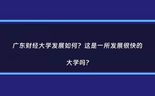 广东财经大学发展如何？这是一所发展很快的大学吗？