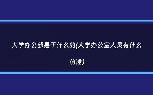 大学办公部是干什么的(大学办公室人员有什么前途）