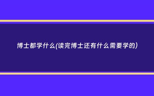 博士都学什么(读完博士还有什么需要学的）