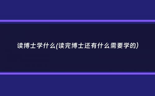 读博士学什么(读完博士还有什么需要学的）