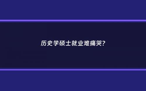 历史学硕士就业难痛哭？